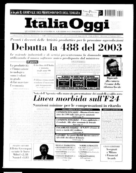 Italia oggi : quotidiano di economia finanza e politica